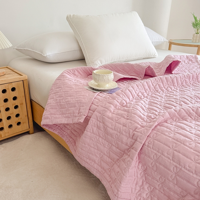 91家纺网 家纺一手货源 找家纺 梓依家纺 2025新款亲肤舒适云沙棉夏被 云沙棉-粉紫