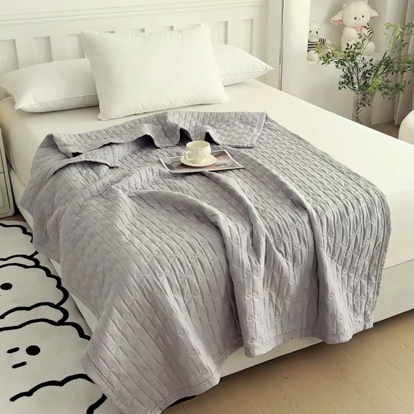 91家纺网 家纺一手货源 找家纺 梓依家纺 2025新款亲肤舒适云沙棉夏被 云沙棉-灰