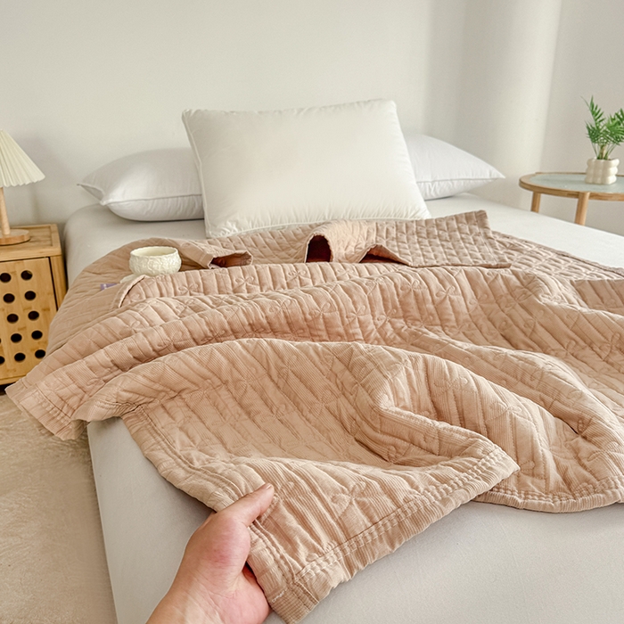 91家纺网 家纺一手货源 找家纺 梓依家纺 2025新款亲肤舒适云沙棉夏被 云沙棉-卡其