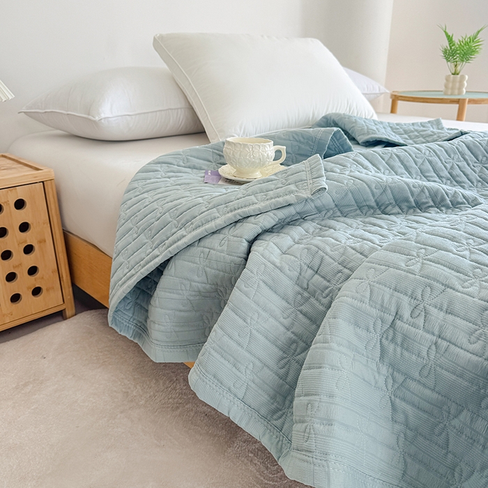 91家纺网 家纺一手货源 找家纺 梓依家纺 2025新款亲肤舒适云沙棉夏被 云沙棉-蓝