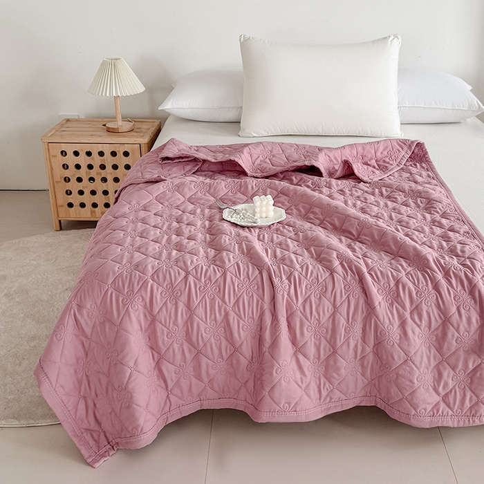 91家纺网 家纺一手货源 找家纺 梓依家纺 2025新款亲肤舒适水洗棉夏被 水洗棉-粉紫