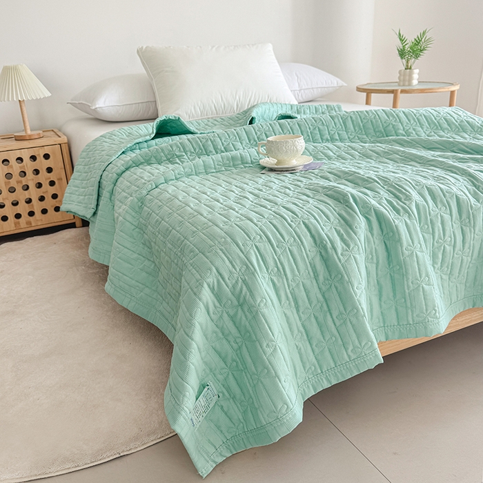 91家纺网 家纺一手货源 找家纺 梓依家纺 2025新款亲肤舒适云沙棉夏被 云沙棉-绿