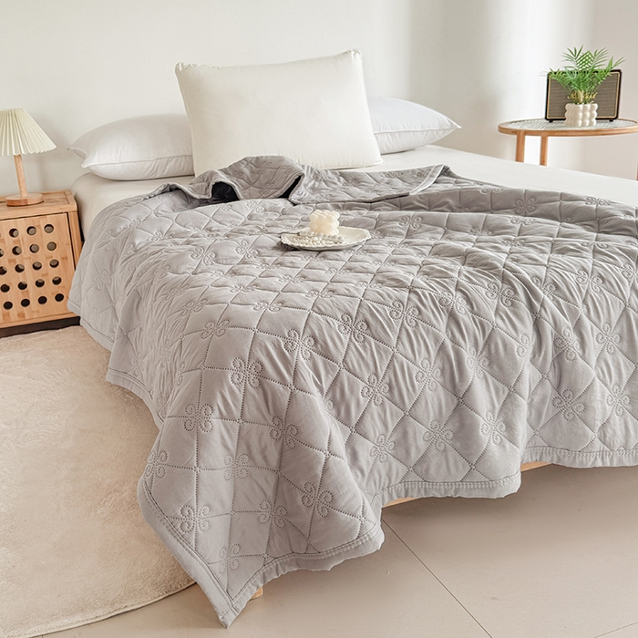 91家纺网 家纺一手货源 找家纺 梓依家纺 2025新款亲肤舒适水洗棉夏被 水洗棉-灰