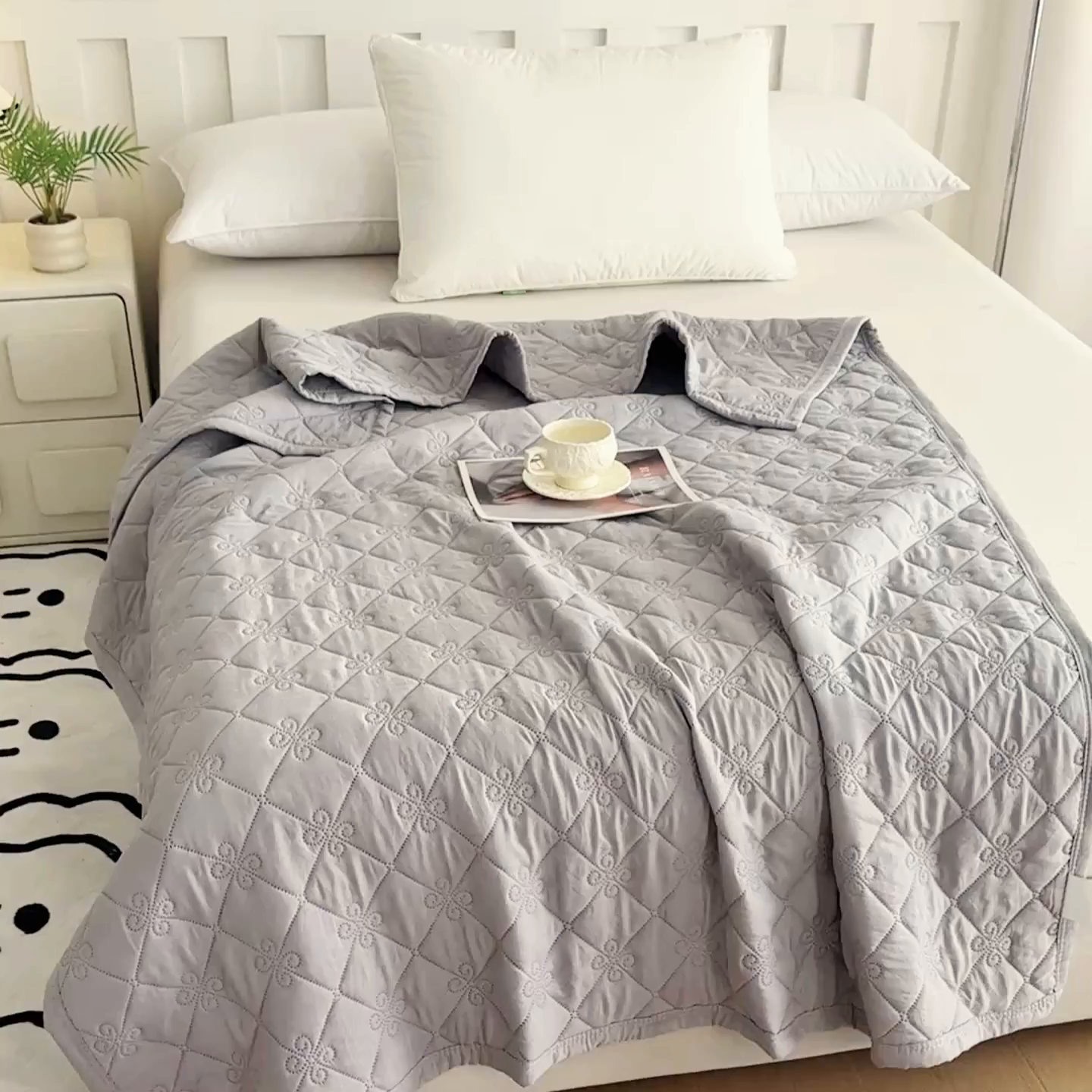 91家纺网 家纺一手货源 找家纺 梓依家纺 2025新款亲肤舒适水洗棉夏被 水洗棉-灰