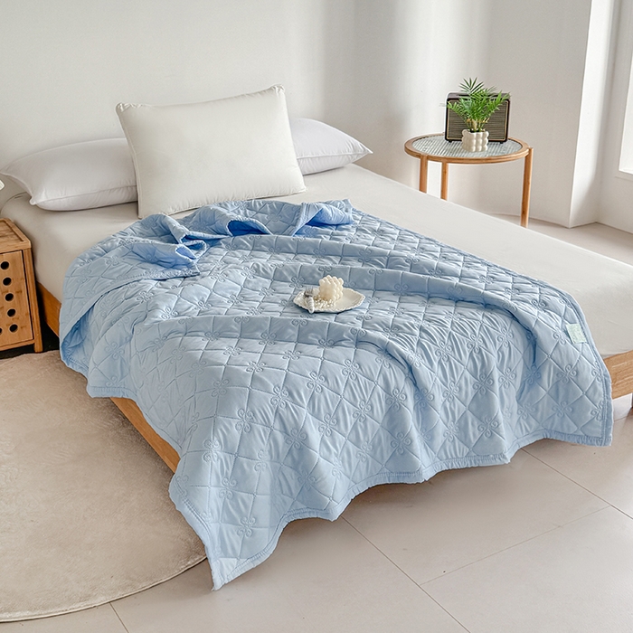 91家纺网 家纺一手货源 找家纺 梓依家纺 2025新款亲肤舒适水洗棉夏被 水洗棉-蓝