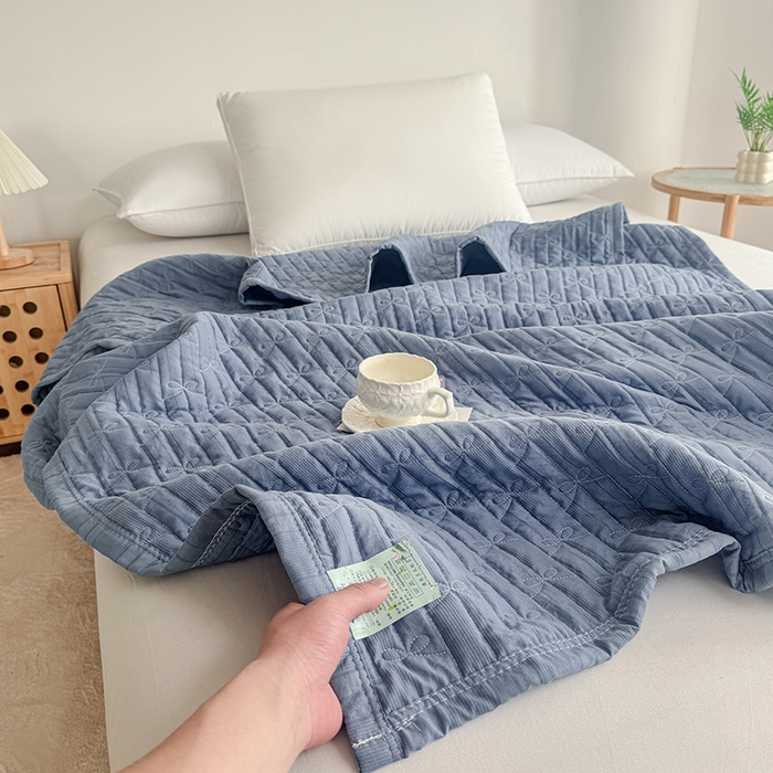 91家纺网 家纺一手货源 找家纺 梓依家纺 2025新款亲肤舒适云沙棉夏被 云沙棉-深蓝