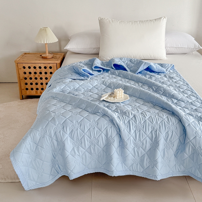 91家纺网 家纺一手货源 找家纺 梓依家纺 2025新款亲肤舒适水洗棉夏被 水洗棉-蓝