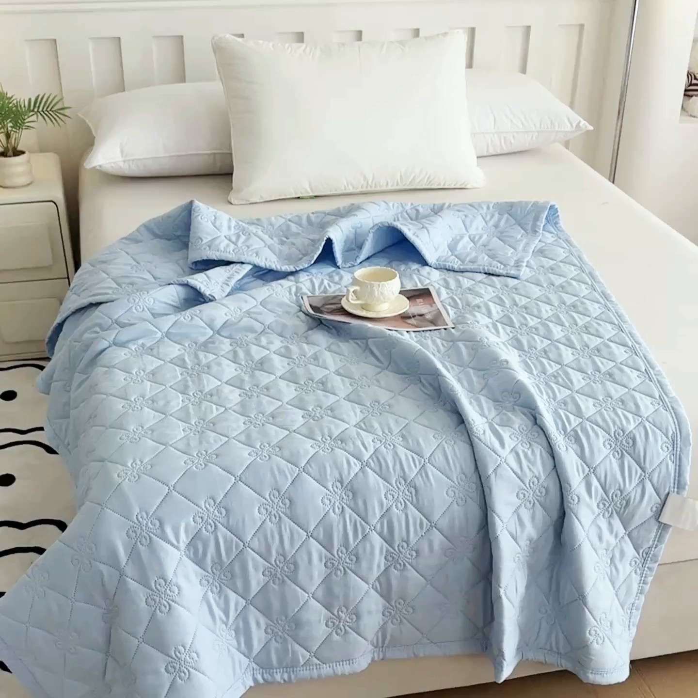 91家纺网 家纺一手货源 找家纺 梓依家纺 2025新款亲肤舒适水洗棉夏被 水洗棉-蓝