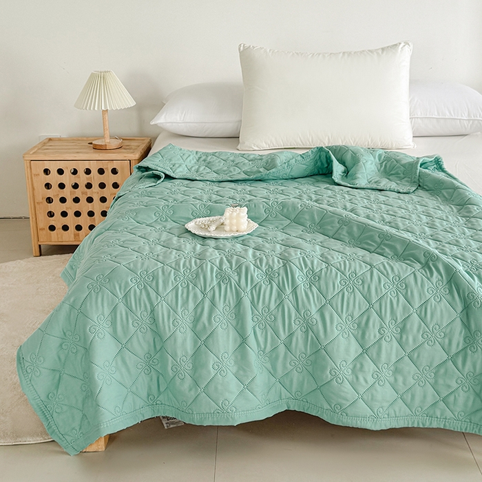 91家纺网 家纺一手货源 找家纺 梓依家纺 2025新款亲肤舒适水洗棉夏被 水洗棉-绿