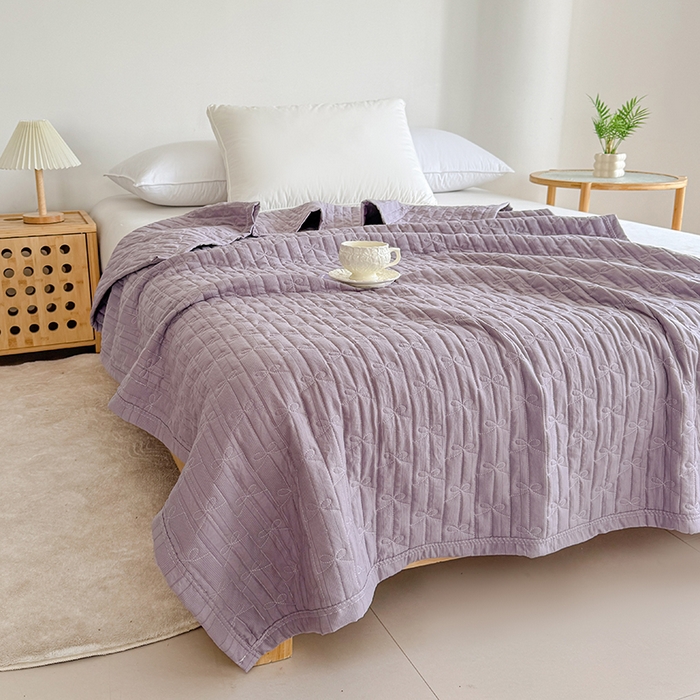 91家纺网 家纺一手货源 找家纺 梓依家纺 2025新款亲肤舒适云沙棉夏被 云沙棉-深紫