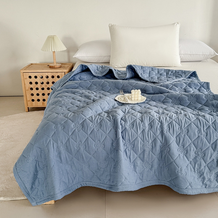 91家纺网 家纺一手货源 找家纺 梓依家纺 2025新款亲肤舒适水洗棉夏被 水洗棉-深蓝