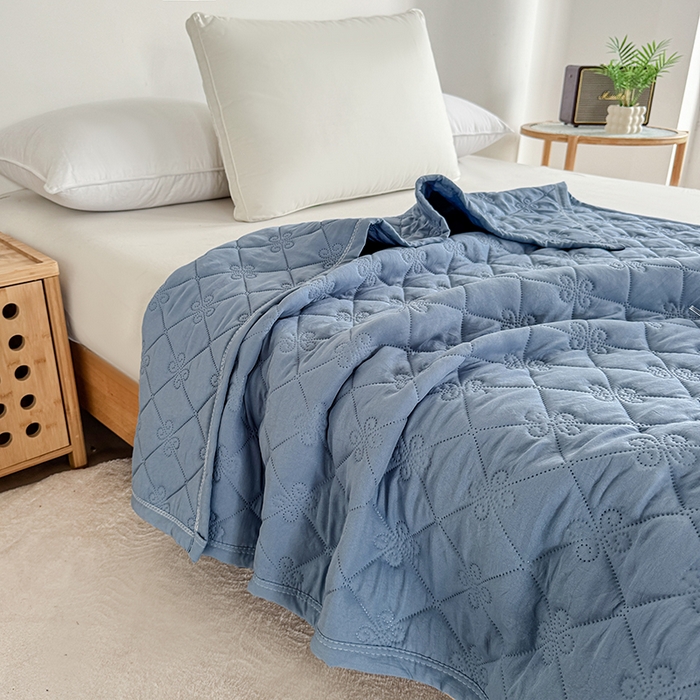 91家纺网 家纺一手货源 找家纺 梓依家纺 2025新款亲肤舒适水洗棉夏被 水洗棉-深蓝