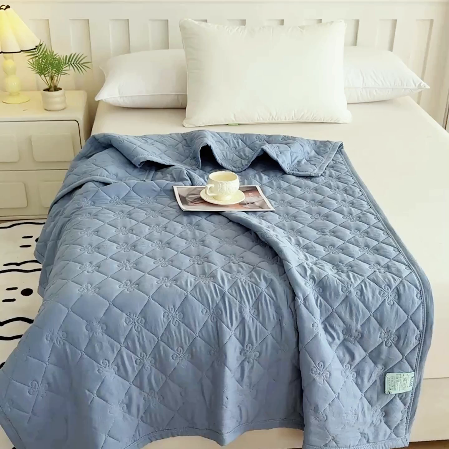 91家纺网 家纺一手货源 找家纺 梓依家纺 2025新款亲肤舒适水洗棉夏被 水洗棉-深蓝