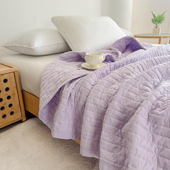 91家纺网 家纺一手货源 找家纺 梓依家纺 2025新款亲肤舒适云沙棉夏被 云沙棉-紫