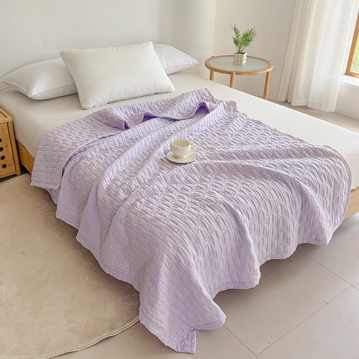 91家纺网 家纺一手货源 找家纺 梓依家纺 2025新款亲肤舒适云沙棉夏被 云沙棉-紫