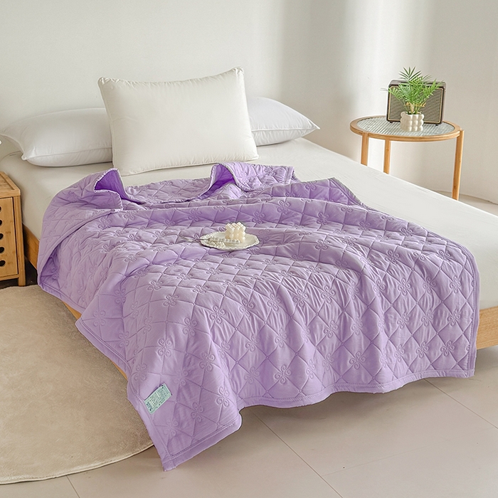 91家纺网 家纺一手货源 找家纺 梓依家纺 2025新款亲肤舒适水洗棉夏被 水洗棉-紫