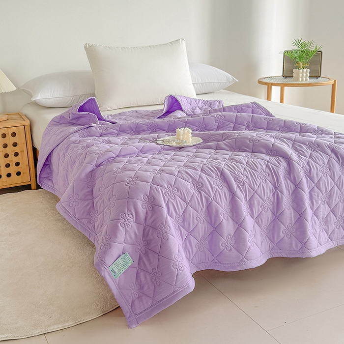 91家纺网 家纺一手货源 找家纺 梓依家纺 2025新款亲肤舒适水洗棉夏被 水洗棉-紫