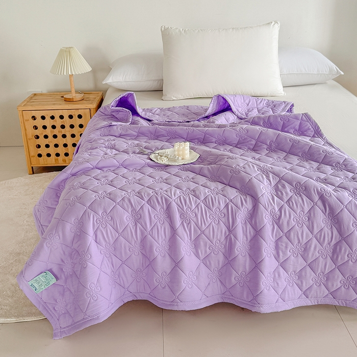 91家纺网 家纺一手货源 找家纺 梓依家纺 2025新款亲肤舒适水洗棉夏被 水洗棉-紫