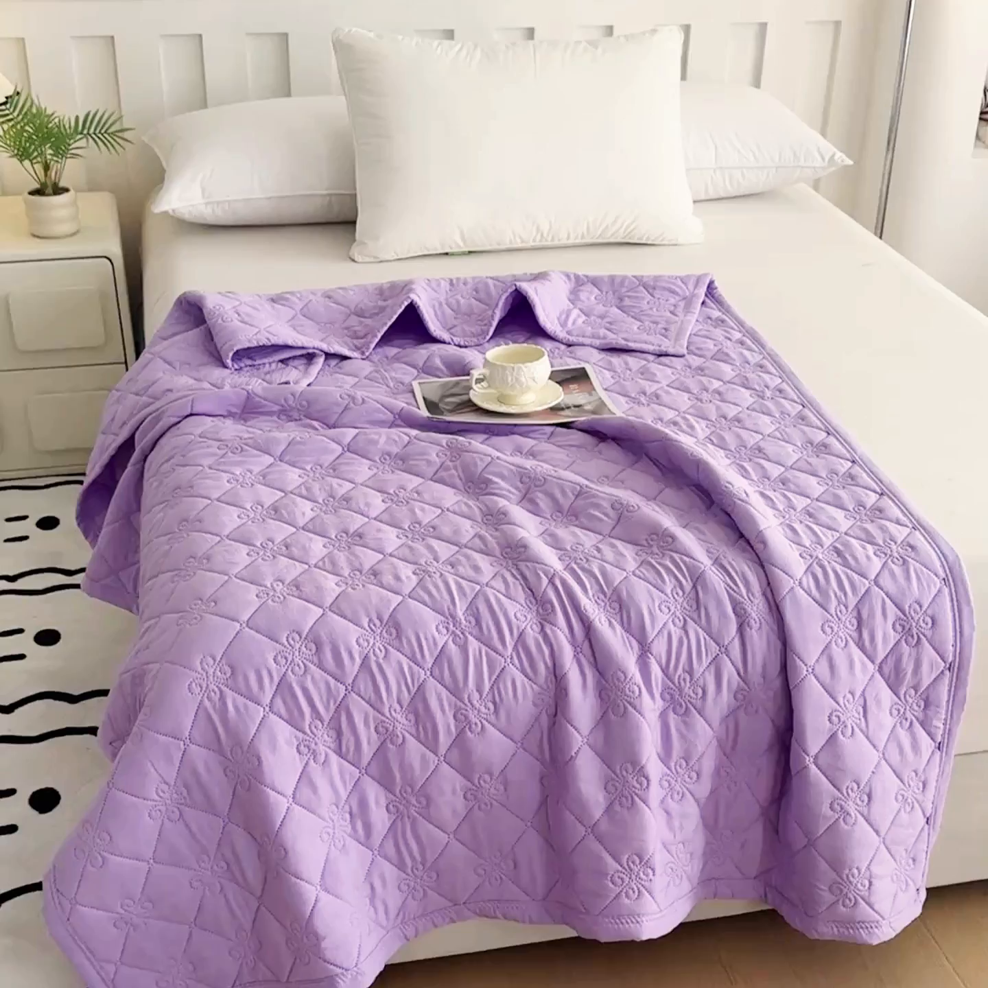 91家纺网 家纺一手货源 找家纺 梓依家纺 2025新款亲肤舒适水洗棉夏被 水洗棉-紫