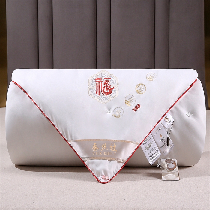 91家纺网 家纺一手货源 找家纺 芭芭棉家纺 2025春夏新款全棉纯棉百福被被子被芯 百福刺绣-白