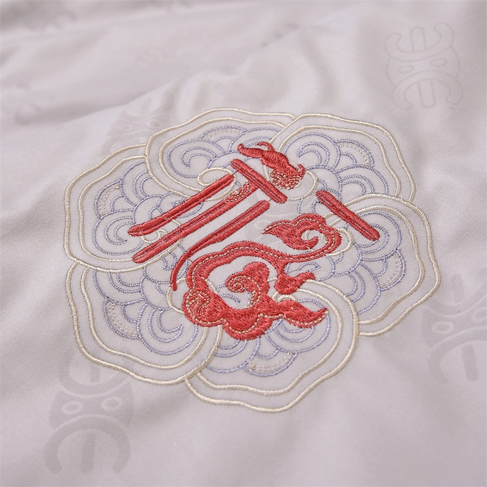 91家纺网 家纺一手货源 找家纺 芭芭棉家纺 2025春夏新款全棉纯棉百福被被子被芯 百福刺绣-灰