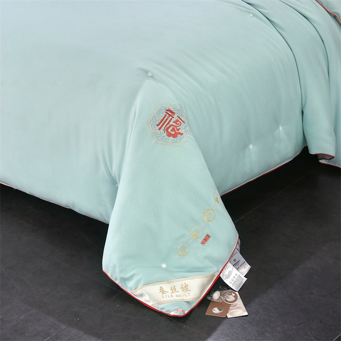 91家纺网 家纺一手货源 找家纺 芭芭棉家纺 2025春夏新款全棉纯棉百福被被子被芯 百福刺绣-绿