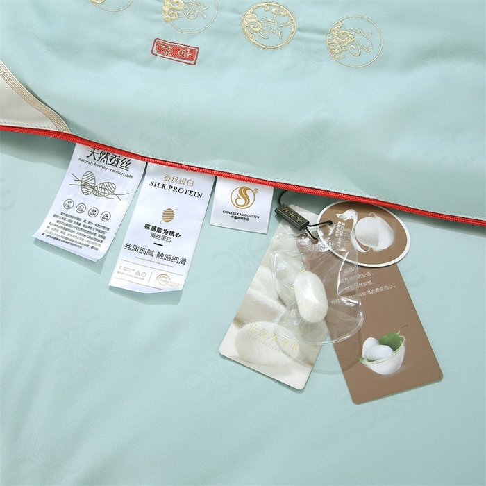 91家纺网 家纺一手货源 找家纺 芭芭棉家纺 2025春夏新款全棉纯棉百福被被子被芯 百福刺绣-绿