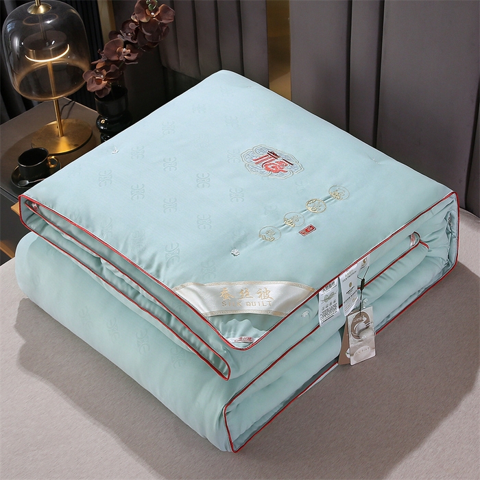 91家纺网 家纺一手货源 找家纺 芭芭棉家纺 2025春夏新款全棉纯棉百福被被子被芯 百福刺绣-绿