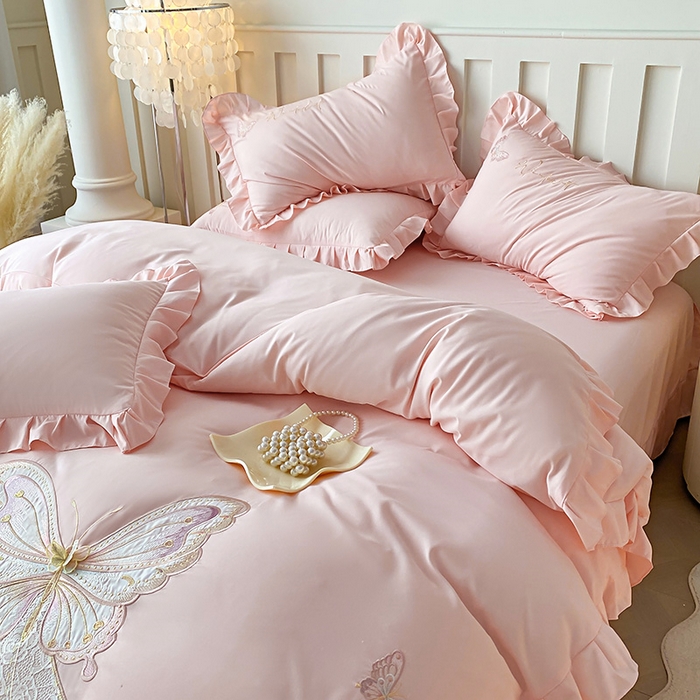 91家纺网 家纺一手货源 找家纺 （总）可以家居 2025新款四季款韩版水洗棉澳棉刺绣四件套