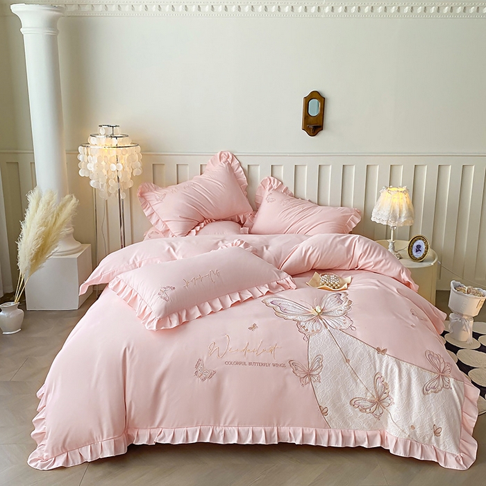 91家纺网 家纺一手货源 找家纺 （总）可以家居 2025新款四季款韩版水洗棉澳棉刺绣四件套