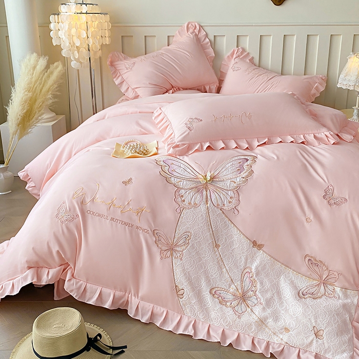 91家纺网 家纺一手货源 找家纺 （总）可以家居 2025新款四季款韩版水洗棉澳棉刺绣四件套