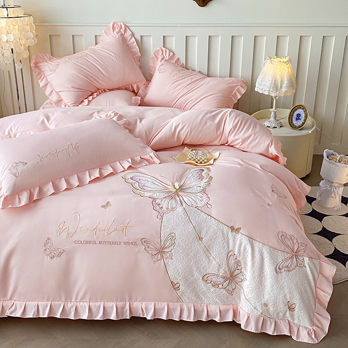 91家纺网 家纺一手货源 找家纺 （总）可以家居 2025新款四季款韩版水洗棉澳棉刺绣四件套