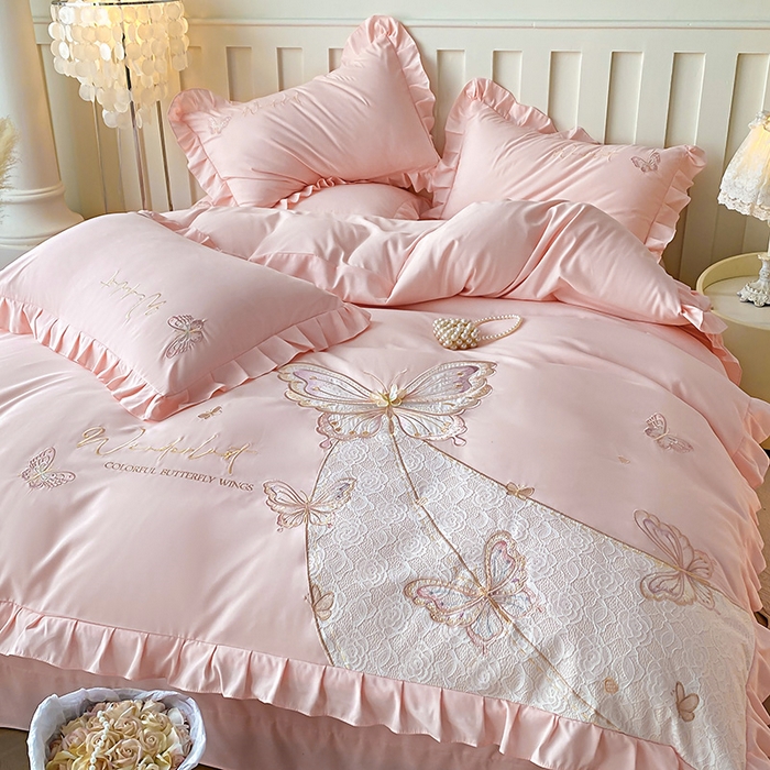 91家纺网 家纺一手货源 找家纺 （总）可以家居 2025新款四季款韩版水洗棉澳棉刺绣四件套