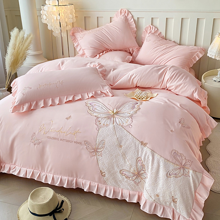 91家纺网 家纺一手货源 找家纺 （总）可以家居 2025新款四季款韩版水洗棉澳棉刺绣四件套