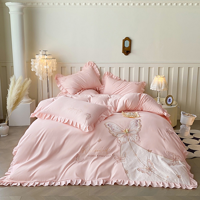 91家纺网 家纺一手货源 找家纺 （总）可以家居 2025新款四季款韩版水洗棉澳棉刺绣四件套