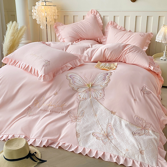 91家纺网 家纺一手货源 找家纺 （总）可以家居 2025新款四季款韩版水洗棉澳棉刺绣四件套