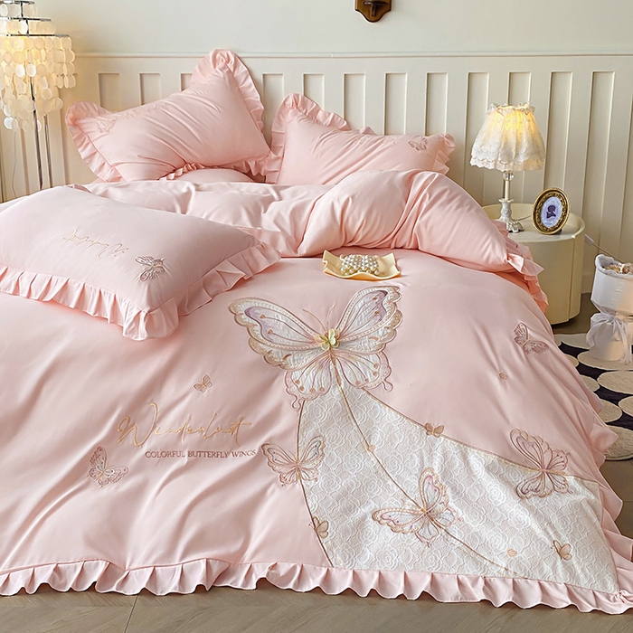 91家纺网 家纺一手货源 找家纺 （总）可以家居 2025新款四季款韩版水洗棉澳棉刺绣四件套