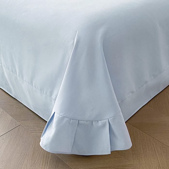 91家纺网 家纺一手货源 找家纺 可以家居 2025新款四季款韩版水洗棉澳棉刺绣四件套 玛格丽繁星蓝