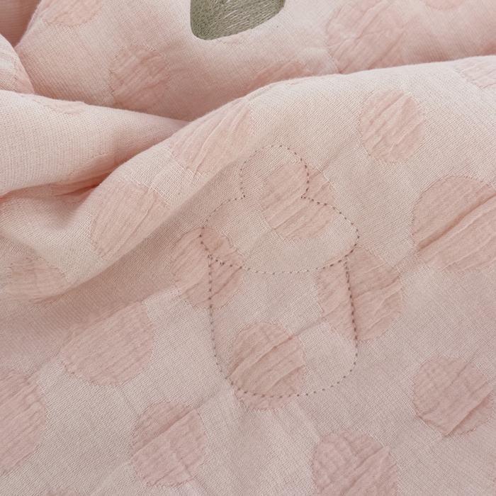 91家纺网 家纺一手货源 找家纺 喜多兔儿童家纺 2025春夏新款小软萌贴布绣纱布被 粉色软萌小兔