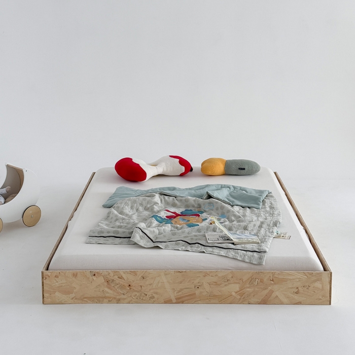 91家纺网 家纺一手货源 找家纺 喜多兔儿童家纺 2025春夏新款小软萌贴布绣纱布被 绿色软萌恐龙