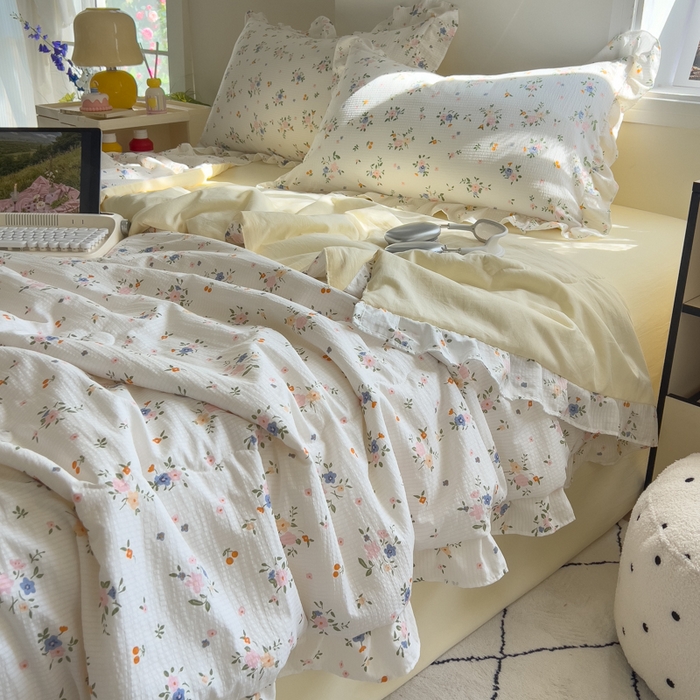 91家纺网 家纺一手货源 找家纺 （总）希丞家居 2025新款学生季格子加厚亚麻四件套（提供买家秀）