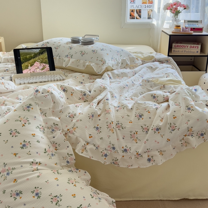 91家纺网 家纺一手货源 找家纺 （总）希丞家居 2025新款小清新泡泡水洗棉夏被夏凉被空调被四件套