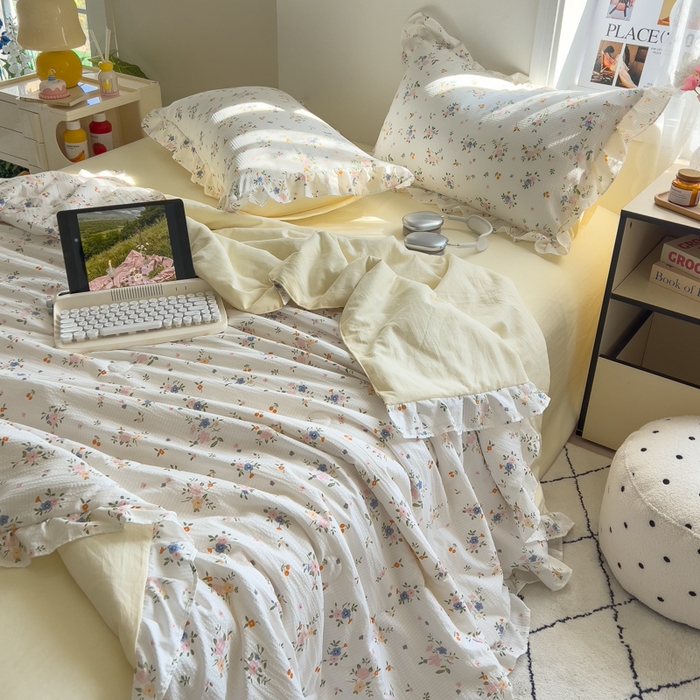 91家纺网 家纺一手货源 找家纺 （总）希丞家居 2025新款小清新泡泡水洗棉夏被夏凉被空调被四件套