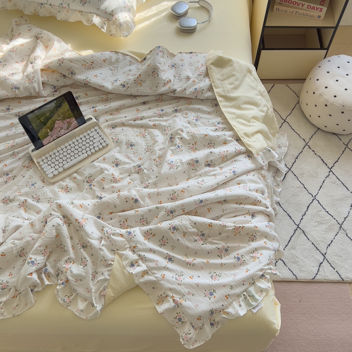 91家纺网 家纺一手货源 找家纺 （总）希丞家居 2025新款小清新泡泡水洗棉夏被夏凉被空调被四件套