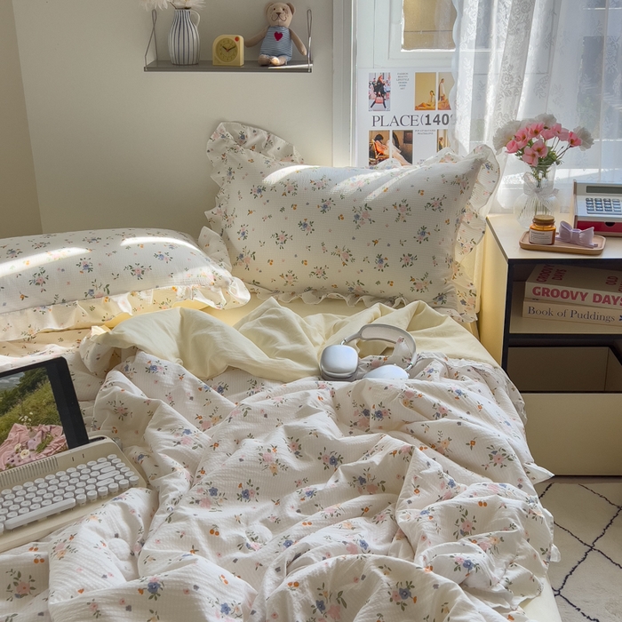 91家纺网 家纺一手货源 找家纺 （总）希丞家居 2025新款小清新泡泡水洗棉夏被夏凉被空调被四件套