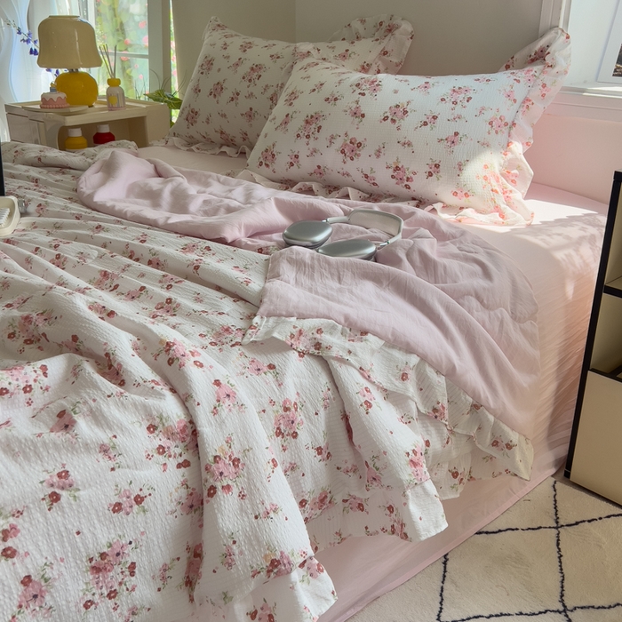 91家纺网 家纺一手货源 找家纺 （总）希丞家居 2025新款小清新泡泡水洗棉夏被夏凉被空调被四件套