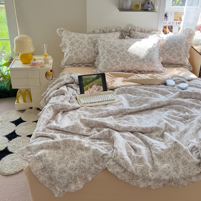 91家纺网 家纺一手货源 找家纺 希丞家居 2025新款小清新泡泡水洗棉夏被夏凉被空调被四件套 夏被-棉枝