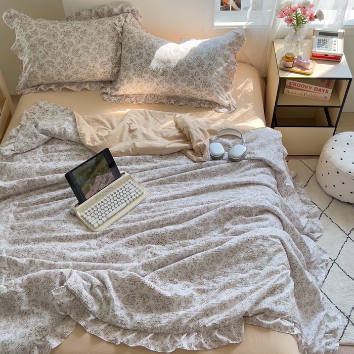91家纺网 家纺一手货源 找家纺 希丞家居 2025新款小清新泡泡水洗棉夏被夏凉被空调被四件套 夏被-棉枝
