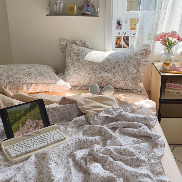 91家纺网 家纺一手货源 找家纺 希丞家居 2025新款小清新泡泡水洗棉夏被夏凉被空调被四件套 夏被-棉枝