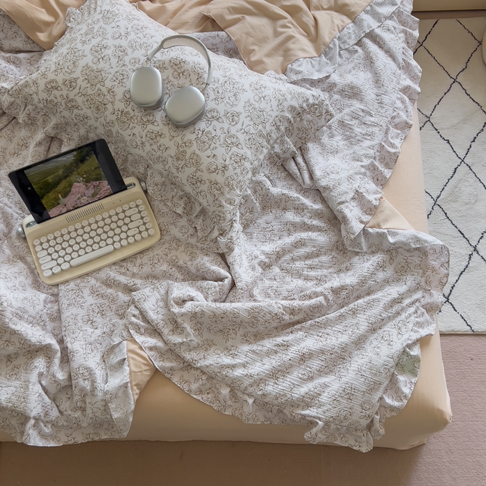 91家纺网 家纺一手货源 找家纺 希丞家居 2025新款小清新泡泡水洗棉夏被夏凉被空调被四件套 夏被-棉枝